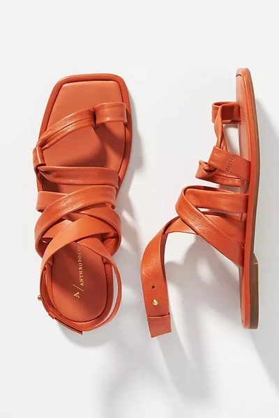 ANTHROPOLOGIE STRAPPY PUFF GLADIATOR SANDALS
