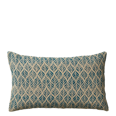 OKA GHINI FRONDS CUSHION COVER, SMALL - BLUE