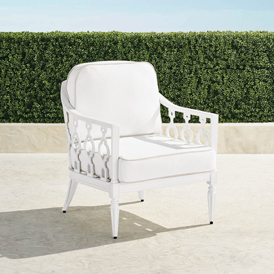 FRONTGATE AVERY LOUNGE CHAIR WITH CUSHIONS IN WHITE ALUMINUM