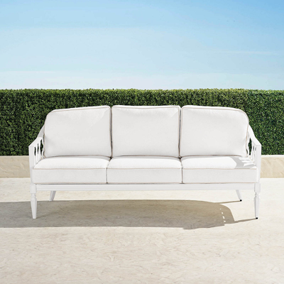 FRONTGATE AVERY SOFA WITH CUSHIONS IN WHITE ALUMINUM