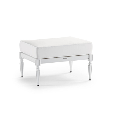 FRONTGATE AVERY OTTOMAN WITH CUSHION IN WHITE ALUMINUM