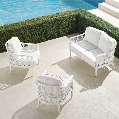 FRONTGATE AVERY 3-PC. LOVESEAT SET IN WHITE ALUMINUM