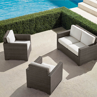 FRONTGATE SMALL PALERMO 3-PC. LOVESEAT SET IN BRONZE WICKER