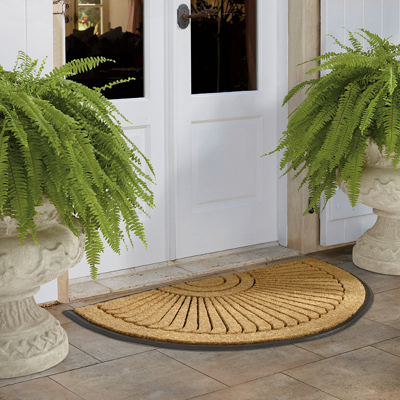 FRONTGATE SUNBURST HALF-ROUND COCO DOOR MAT