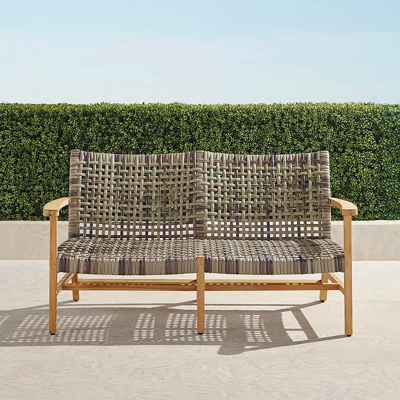 FRONTGATE ISOLA LOVESEAT IN NATURAL TEAK & DRIFTWOOD WICKER