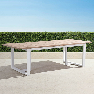 FRONTGATE PIERCE EXTENDABLE TEAK DINING TABLE IN WEATHERED