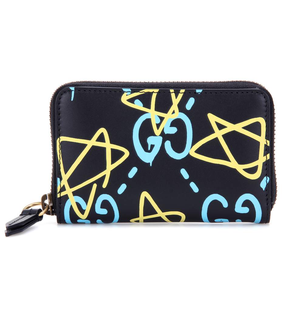 Gucci Ghost Printed Leather Wallet In Black