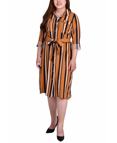 NY COLLECTION PLUS SIZE PRINTED SHIRT DRESS
