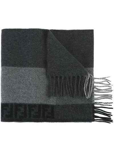 FENDI FENDI FF LOGO SCARF - GREY