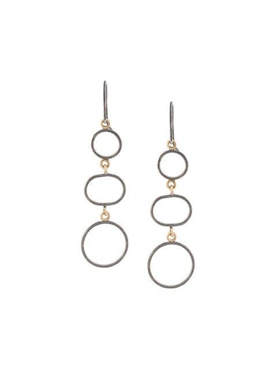MELISSA JOY MANNING MELISSA JOY MANNING 14KT GOLD DETAILED THREE CIRCLE DROP EARRINGS - GREY