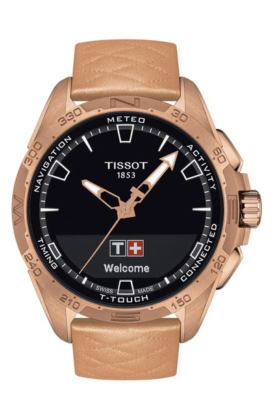TISSOT TISSOT T-TOUCH CONNECT SOLAR SMART LEATHER STRAP WATCH, 47.5MM