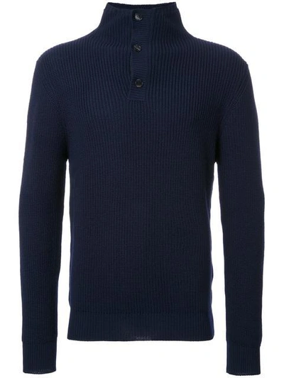KENT & CURWEN BUTTONED HIGH NECK JUMPER