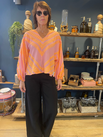 DEVOTION TWINS ELASA TOP IN PINK & ORANGE