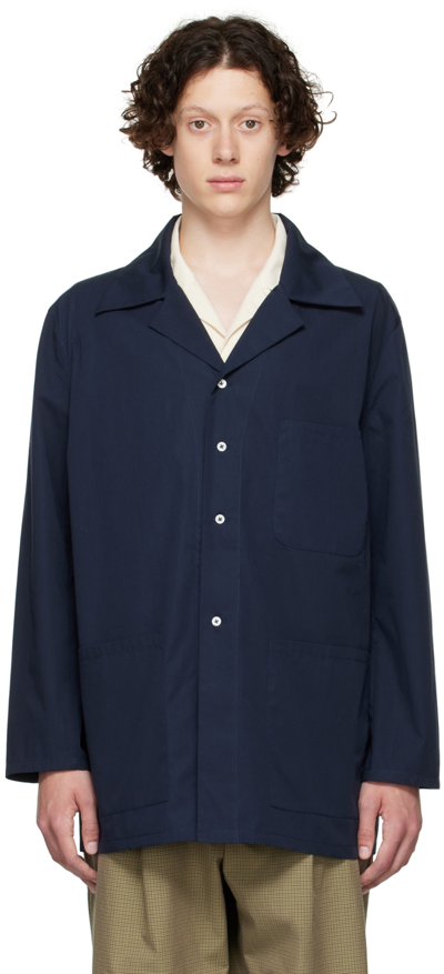 CAMIEL FORTGENS NAVY PYJAMA SHIRT