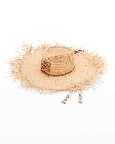 LOEWE ANAGRAM FRINGE RAFFIA SUN HAT