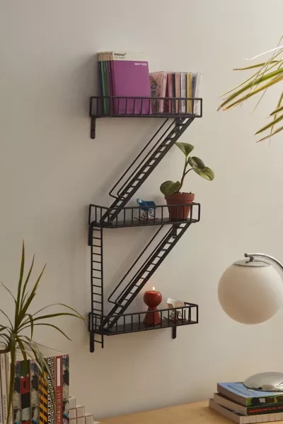 URBAN OUTFITTERS FIRE ESCAPE METAL WALL SHELF IN BLACK AT URBAN OUTFITTERS