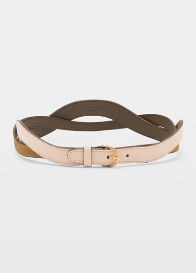 ULLA JOHNSON WAVE CALF LEATHER BELT