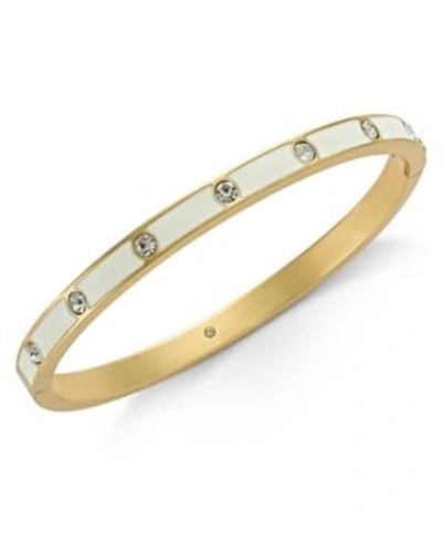 KATE SPADE KATE SPADE NEW YORK GOLD-TONE CRYSTAL ENAMEL HINGED BANGLE BRACELET