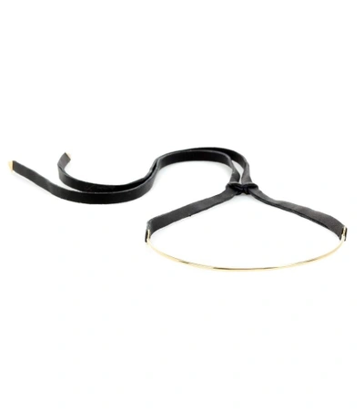 LOREN STEWART Leather and 14kt gold necklace