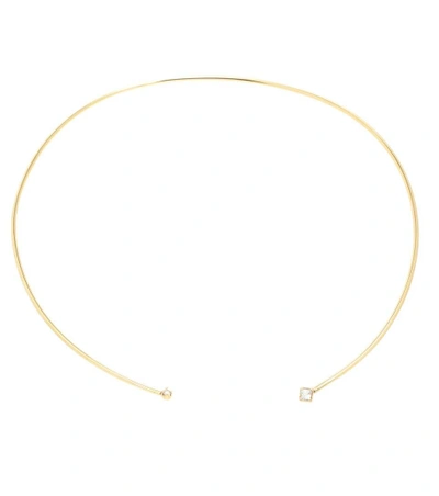 LOREN STEWART Tube Collar diamond and sapphire 14kt gold necklace