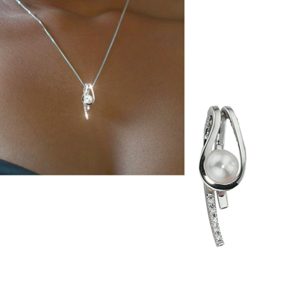 ECHTSCHMUCK ANHÄNGER 585 ECHT WEISSGOLD 14 KARAT KETTENANHÄNGER PERLE 29X10 MM DIAMANTEN NEU