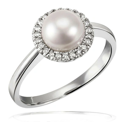 GOLDMAID GOLDMAID DAMENRING 1 ZUCHTPERLE 375 WEISSGOLD 23 BRILLANTEN P2 ECHTSCHMUCK NEU