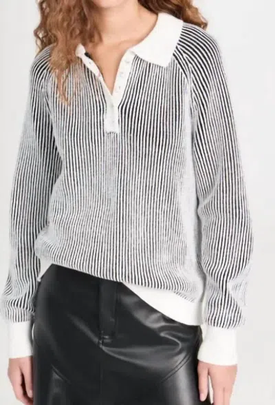 525 AMERICA PLAITED JOHNNY COLLAR PULLOVER IN CHALK MULTI