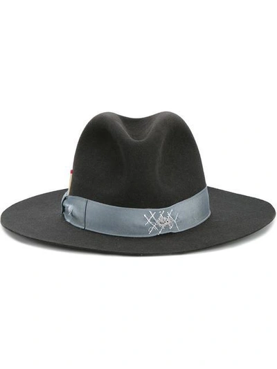 NICK FOUQUET GREY BORSALINO FEDORA HAT WITH BLUE GROSGRAIN RIBBON