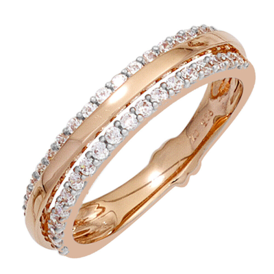JOBO ROTGOLD RING, SOLITÄR DIAMANTRING, BRILLANTRING, 585 GOLD, 38 DIAMANTEN CA 2,9