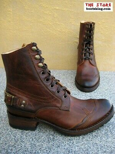 SENDRA SENDRA BOOTS 7825 GESCHNÜRTE STIEFELETTE FASHION BIKER BRAUN GR. 39 BIS 45