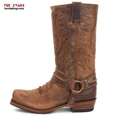 SENDRA SENDRA BOOTS BIKERBOOTS 12209 FARMER STIEFEL BRAUN LEDER HANDMADE GR. 38 BIS 46