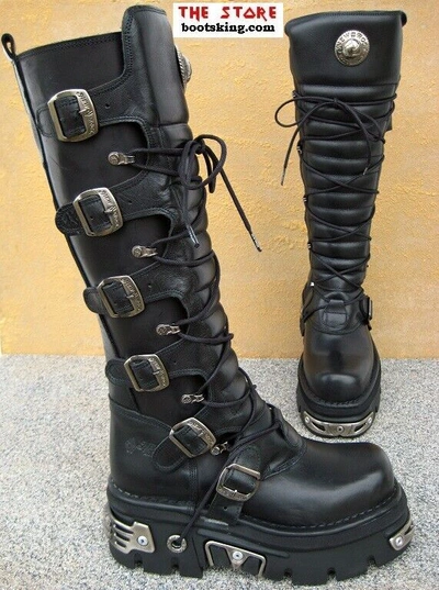 NEW ROCK BOOTS ROCK BOOTS CHEWABACA 272-S1 GOTHIC BIKER SCHWARZ GRÖSSE 38 BIS 46