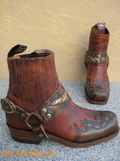 SENDRA SENDRA BOOTS BIKERBOOTS FARMER STIEFEL BRAUN LEDER HANDMADE GR. 38 BIS 45