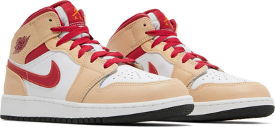 NIKE AIR JORDAN 1 MID LIGHT CURRY CARDINAL RED