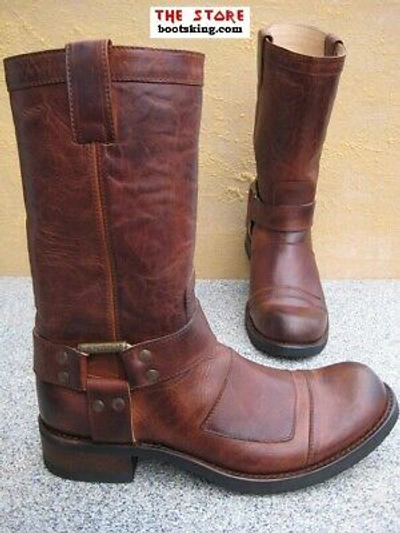 SENDRA SENDRA BOOTS BIKERBOOTS 8373 FARMER STIEFEL BRAUN LEDER HANDMADE GR. 40 BIS 46