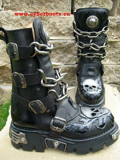 NEW ROCK BOOTS ROCK BOOTS M.727-S1 LUKE SCHWARZ LACK GOTHIC BIKER STIEFEL GRÖSSE 36 BIS 47