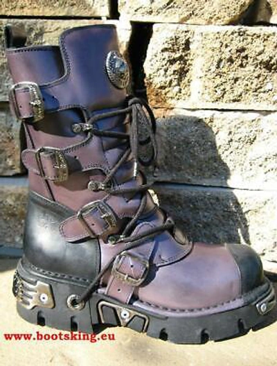 NEW ROCK BOOTS ROCK GOTHIC BIKER BOOTS WATTO LILA SCHWARZ GRÖSSEN VON 39 UND 40