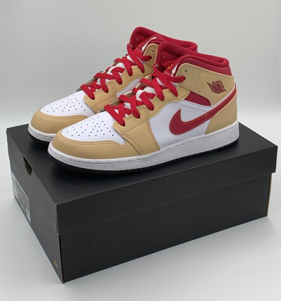 JORDAN AIR JORDAN 1 MID LIGHT CARDINAL CURRY (GS) | NEU | GRÖSSE 38-39 I 554725-201