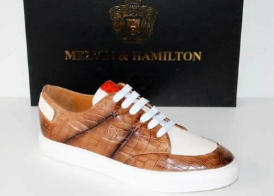 MELVIN & HAMILTON MELVIN & HAMILTON LEDER SNEAKER KROKO SCHNÜRER - HARVEY 15 TORTORA - NEU