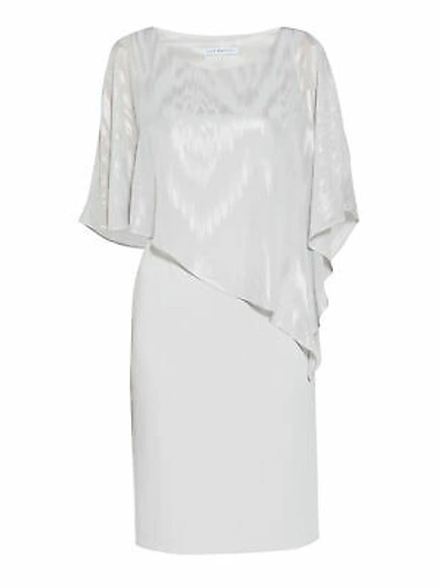GINA BACCONI GINA BACCONI TWINKLE CHIFFON CAPE AND CREPE DRESS, SILVER MIST