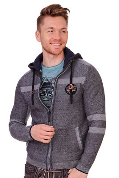 SPIETH &AMP; WENSKY SPIETH&WENSKY TRACHTEN STRICKJACKE HERREN SILVAN GRAU KAPUZE REISSVERSCHLUSS
