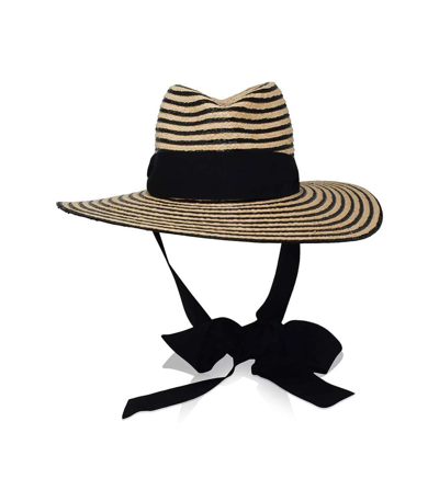 GIGI BURRIS Jeanne With Tie Raffia Hat - Black
