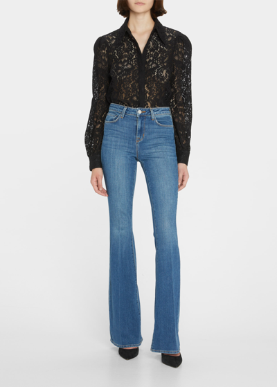 L'AGENCE JENICA LACE LONG-PUFFED SLEEVE BLOUSE