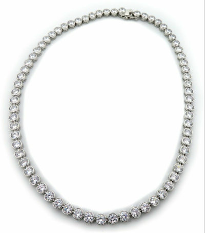 MARKENLOS DAMEN COLLIER TENNIS SILBER 925 STERLINGSILBER HALSKETTE ZARGENFASSUNG NEU KETTE