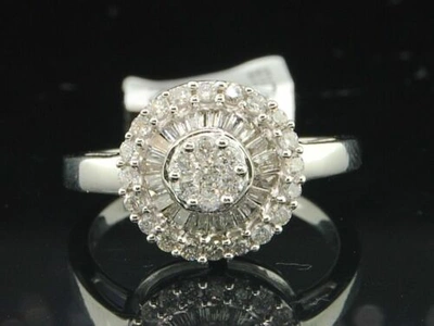 JFL DIAMONDS & TIMEPIECES 14K WEISSGOLD RUND SCHLIFF SOLITAIRE DIAMANT DAMEN VERLOBUNG HALO RING 0.69 KARAT