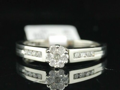 JFL DIAMONDS & TIMEPIECES DIAMANT BLUMEN VERLOBUNGSRING 10K WEISSGOLD RUND SCHLIFF 0.27 KARAT