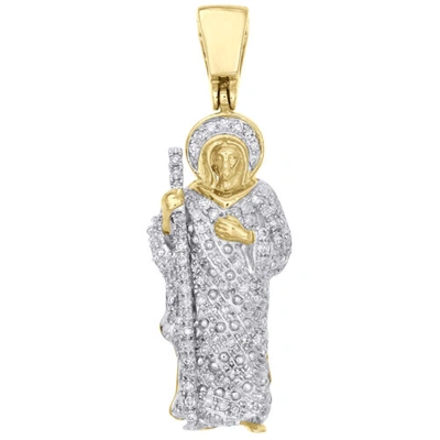 JFL DIAMONDS & TIMEPIECES 14K GELBGOLD DIAMANT JESUS WALKING SCHÄFERHUNDE PERSONAL ANHÄNGER 1.35 " 1/3 CT