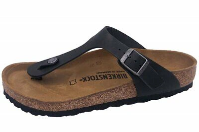 BIRKENSTOCK BIRKENSTOCK GIZEH OILED LEATHER LEDER PANTOLETTE SCHWARZ 845251