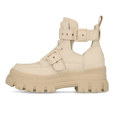 BUFFALO BUFFALO ASPHA BIKE BOOTIE FLAT DAMEN VEGAN BOX NAPPA BEIGE BOOTS STIEFEL