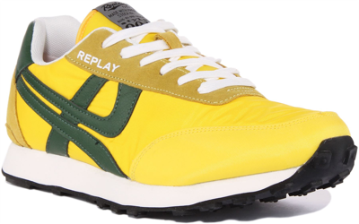 REPLAY REPLAY FRECH VINTAGE HERREN LAUFSCHUHE INSPIRIERT TRAINER IN GELB UK GRÖSSE 7 -